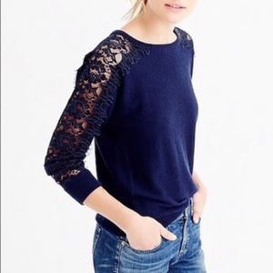 JCrew women’s wool sweater with lace trims